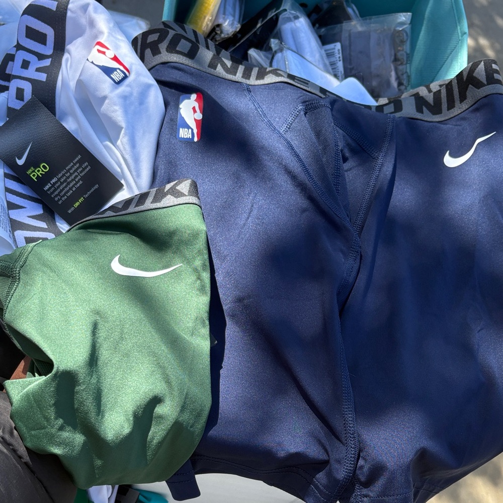 Nike Kids' Blue and Green Athletic Shorts